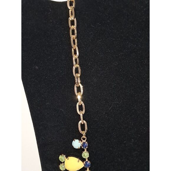 A Lilly Colorful Statement Necklace Rhinestone Gold Tone Fairy Core Royalty - Picture 6 of 11
